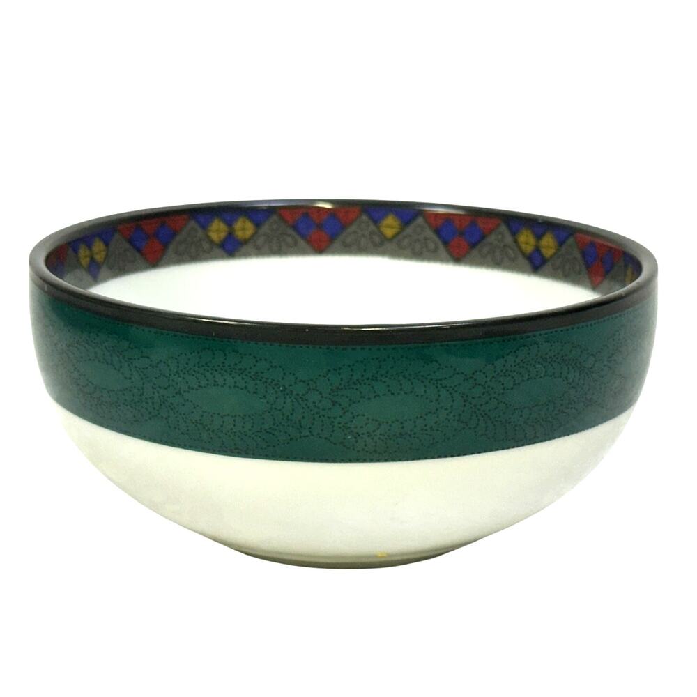 Dansk Portugal Retired 1993-1998 'Quiltings Emerald Braid' 5" Fruit/Sauce Bowl